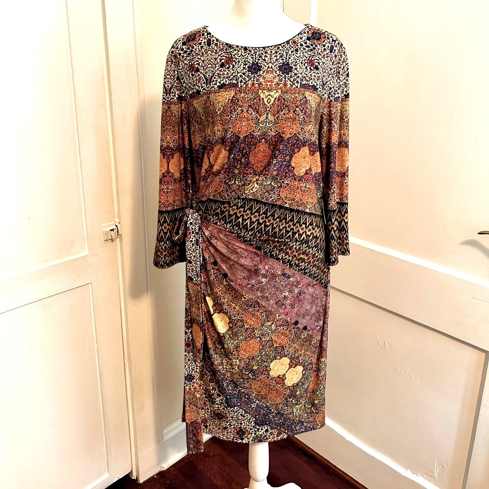 Faux Wrap Dress with Amazing Jewel Tones